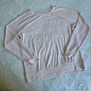 Grayson Threads womens size L pink weekends are for cuddling crewneck sweatshirt